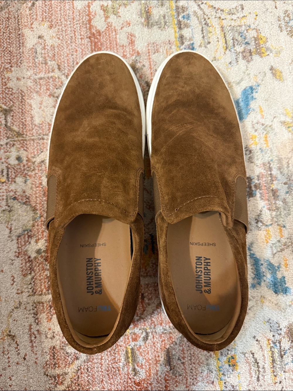 Johnston & Murphy Suede Slip-On Loafers in Chestnut Brown